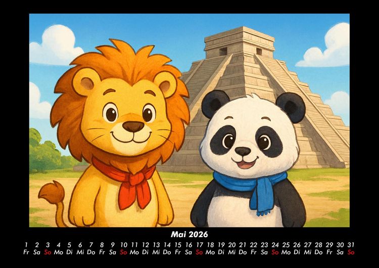 Produktbild: Buschi und Pippin - Reise zu den Weltwundern 2026 Fotokalender DIN A3