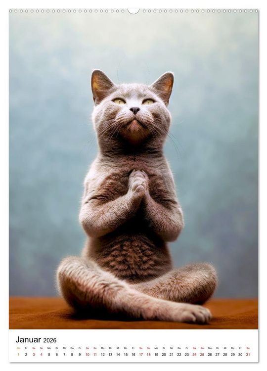 Produktbild: Miau Yoga (hochwertiger Premium Wandkalender 2026 DIN A2 hoch), Kunstdruck in Hochglanz