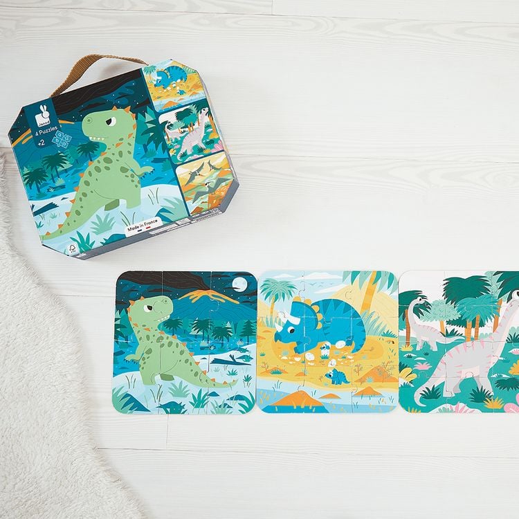 Produktbild: Dino-Abenteuer: 4 Lernpuzzles f&uuml;r kleine Entdecker ab 2 Jahren (6-9-12-16 Teile)