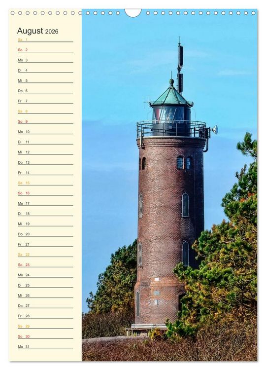 Produktbild: Deutsche Leuchtt&uuml;rme - maritimer Geburtstagsplaner (Wandkalender 2026 DIN A3 hoch), CALVENDO Monatskalender