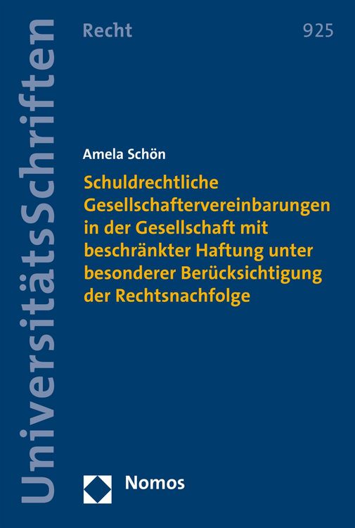 Produktbild: Schuldrechtliche Gesellschaftervereinbarungen in der Gesellschaft mit beschr&auml;nkter Haftung unter besonderer Ber&uuml;cksichtigung der Rechtsnachfolge