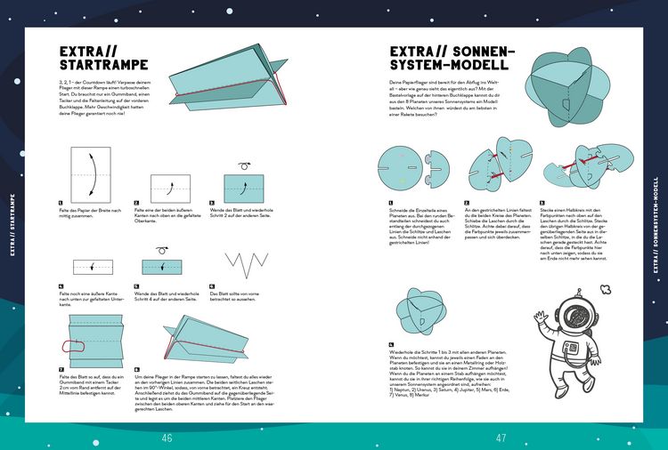 Produktbild: Weltraum-Papierflieger: Mit Faltanleitungen, pfeilschneller Startrampe, supercoolem Sonnensystem-Modell und 55 Motiv-Papieren zum Sofort-Loslegen