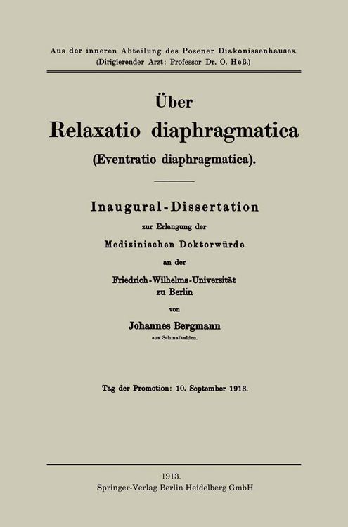 Produktbild: &Uuml;ber Relaxatio diaphragmatica (Eventratio diaphragmatica)