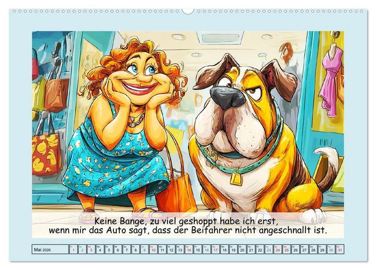 Produktbild: Frauchen und Hund. Witzige Cartoons vom t&auml;glichen Chaos (hochwertiger Premium Wandkalender 2026 DIN A2 quer), Kunstdruck in Hochglanz
