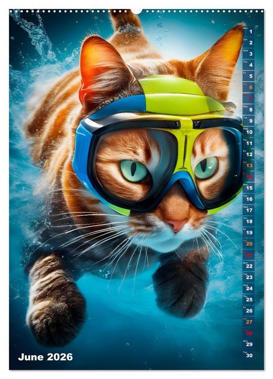 Produktbild: Outdoor sports for cats (High Quality Premium Wall Calendar 2026 DIN A2 portrait),CALVENDO 12 Month Wall Calendar