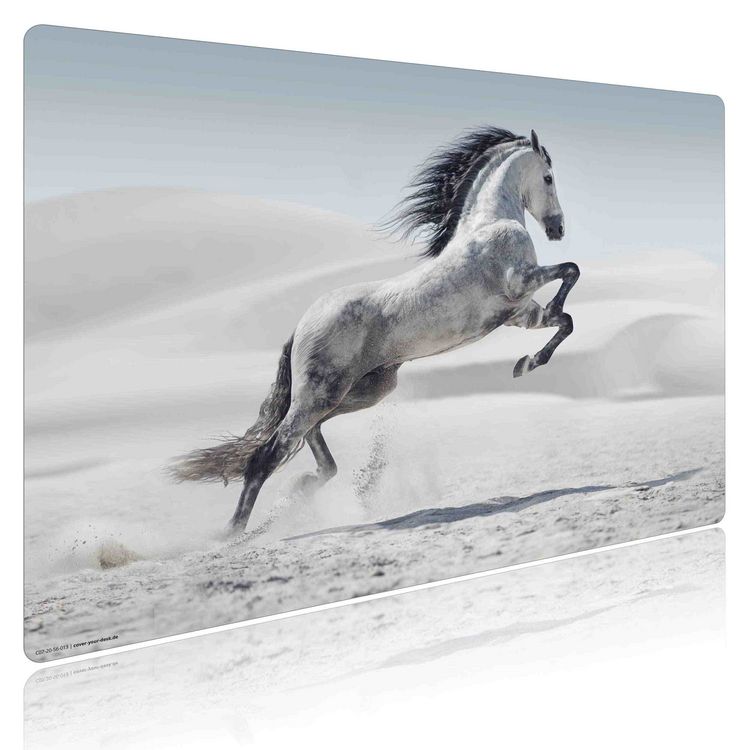 Produktbild: Cover-your-desk Schreibtischunterlage f&uuml;r Kinder und Erwachsene Wei&szlig;es Pferd, aus hochwertigem Vinyl , 60 x 40 cm