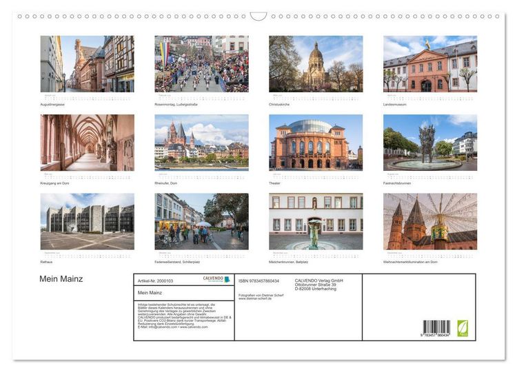 Produktbild: Mein Mainz (Wandkalender 2026 DIN A2 quer), CALVENDO Monatskalender