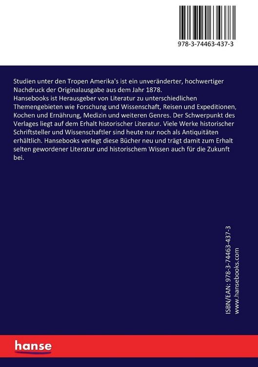 Produktbild: Studien unter den Tropen Amerika's
