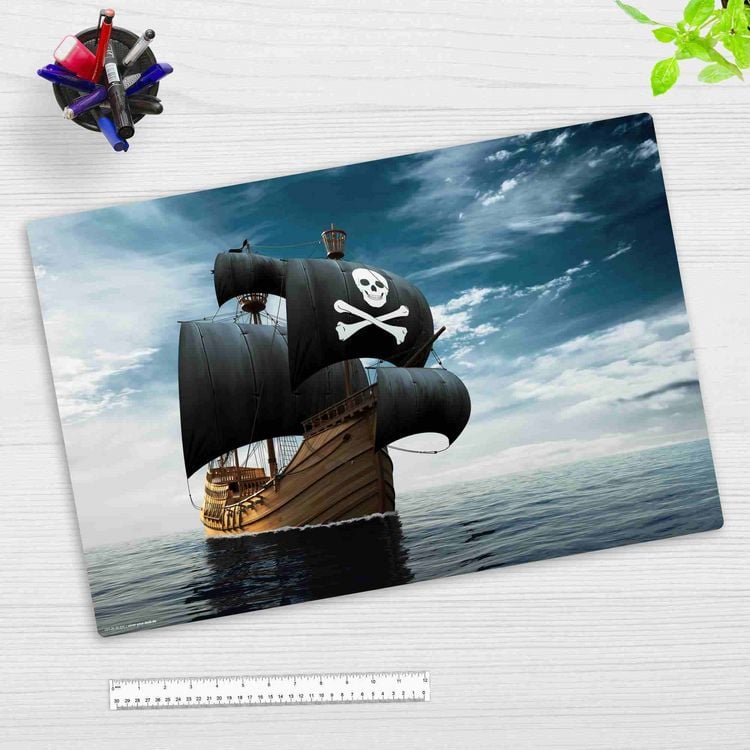 Produktbild: Cover-your-desk Schreibtischunterlage f&uuml;r Kinder und Erwachsene Piratenschiff, aus hochwertigem Vinyl , 60 x 40 cm