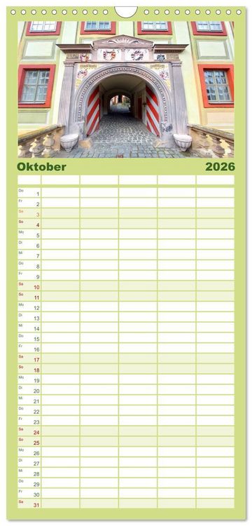 Produktbild: Familienplaner 2026 - Moritzburg, Weesenstein, Muskau - Drei sch&ouml;ne s&auml;chsische Schl&ouml;sser mit 5 Spalten (Wandkalender, 21 x 45 cm) CALVENDO