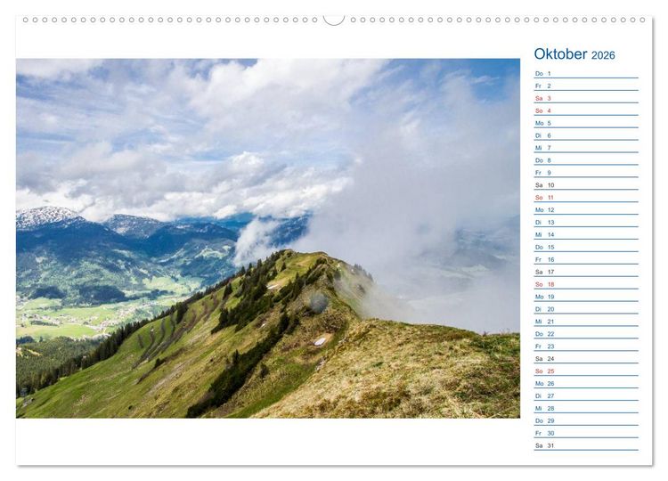 Produktbild: Region Oberstdorf - Kleinwalsertal und Nebelhorn (hochwertiger Premium Wandkalender 2026 DIN A2 quer), Kunstdruck in Hochglanz