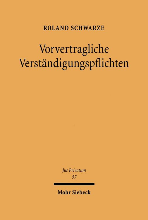 Produktbild: Vorvertragliche Verst&auml;ndigungspflichten