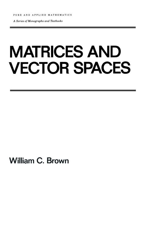 Produktbild: Matrices and Vector SPates