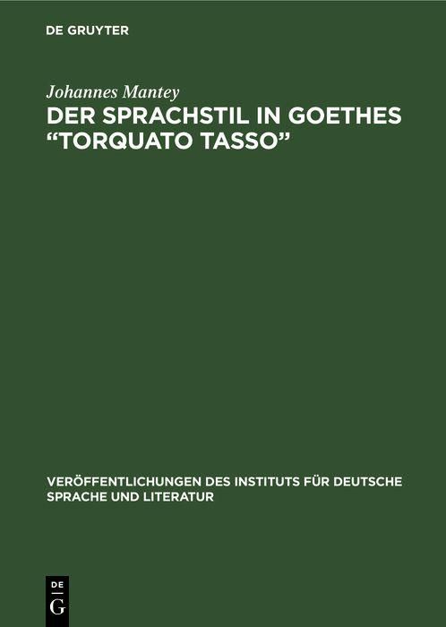 Produktbild: Der Sprachstil in Goethes "Torquato Tasso "