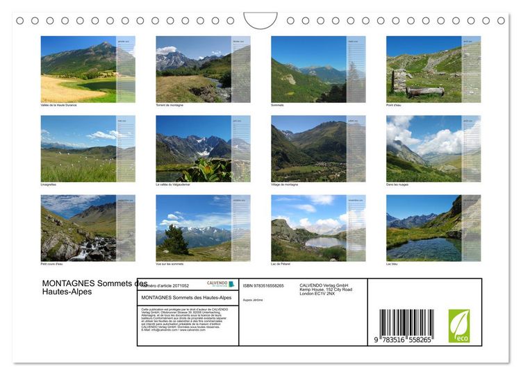 Produktbild: MONTAGNES Sommets des Hautes-Alpes (Calendrier mural 2026 DIN A4 vertical), CALVENDO calendrier mensuel