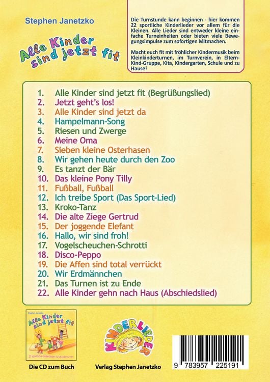 Produktbild: Alle Kinder sind jetzt fit - 22 sportliche Kinderlieder f&uuml;rs Kinderturnen