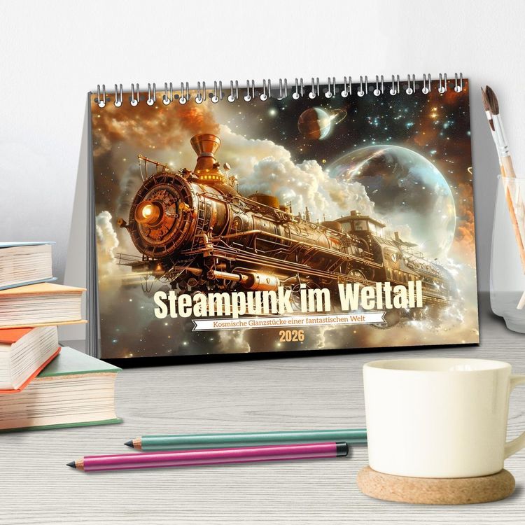 Produktbild: Steampunk im Weltall (Tischkalender 2026 DIN A5 quer), CALVENDO Monatskalender