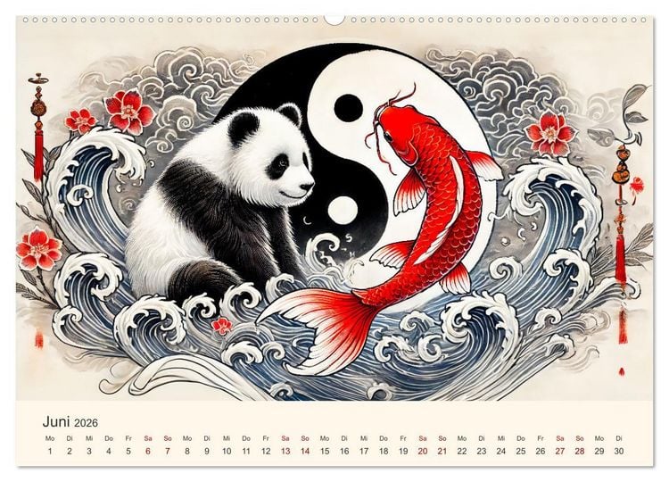 Produktbild: Yin und Yang der Wesen - Asiatische Mythen im Gleichgewicht (hochwertiger Premium Wandkalender 2026 DIN A2 quer), Kunstdruck in Hochglanz
