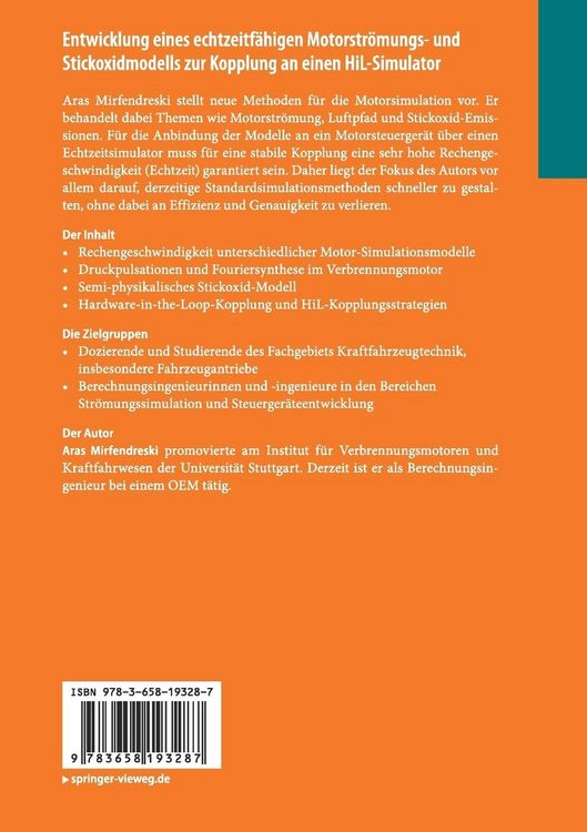 Produktbild: Entwicklung eines echtzeitf&auml;higen Motorstr&ouml;mungs- und Stickoxidmodells zur Kopplung an einen HiL-Simulator