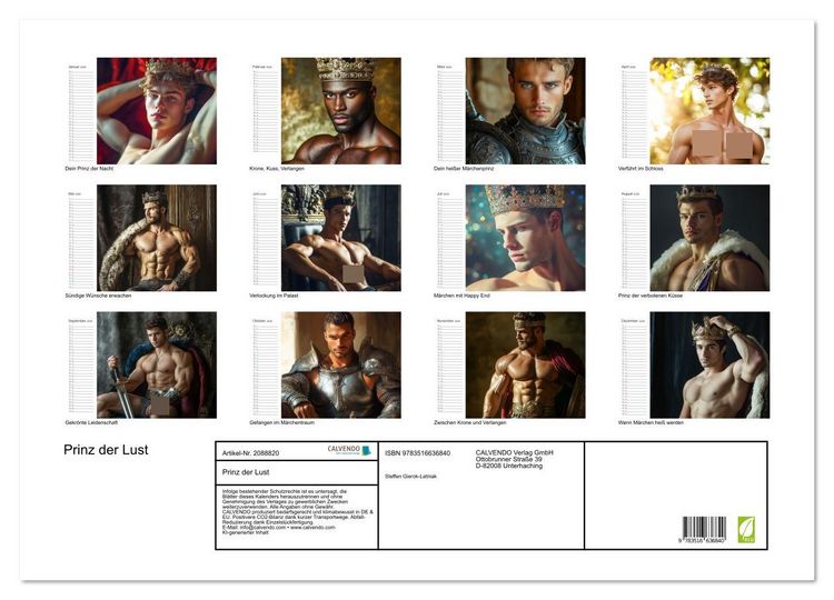 Produktbild: Prinz der Lust (Wandkalender 2026 DIN A2 quer), CALVENDO Monatskalender