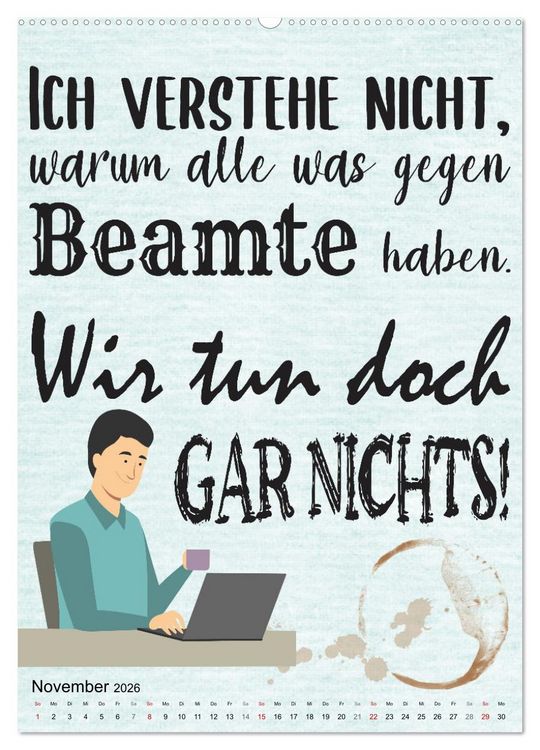 Produktbild: Beamten-Spr&uuml;che (Wandkalender 2026 DIN A2 hoch), CALVENDO Monatskalender