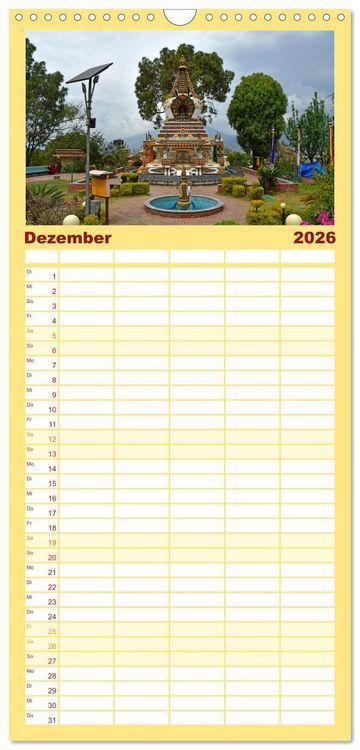 Produktbild: Familienplaner 2026 - Im Kathmandutal mit 5 Spalten (Wandkalender, 21 x 45 cm) CALVENDO