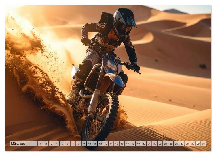 Produktbild: W&uuml;stenabenteuer - Spektakul&auml;re Moto-Rallys (Wandkalender 2026 DIN A4 quer), CALVENDO Monatskalender
