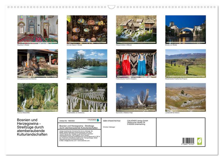 Produktbild: Bosnien und Herzegowina - Streifz&uuml;ge durch atemberaubende Kulturlandschaften (Wandkalender 2026 DIN A2 quer), CALVENDO Monatskalender