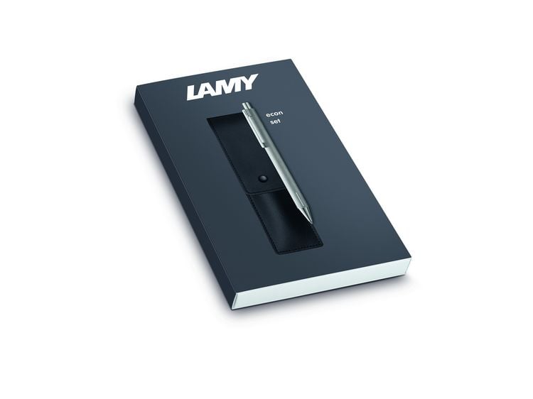 Produktbild: LAMY Kugelschreiber econ brushed, Echtleder Etui