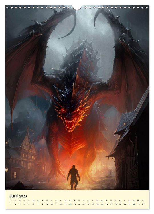 Produktbild: Drachen Ritter Burgen (Wandkalender 2026 DIN A3 hoch), CALVENDO Monatskalender