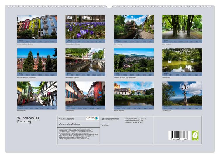 Produktbild: Wundervolles Freiburg (hochwertiger Premium Wandkalender 2026 DIN A2 quer), Kunstdruck in Hochglanz
