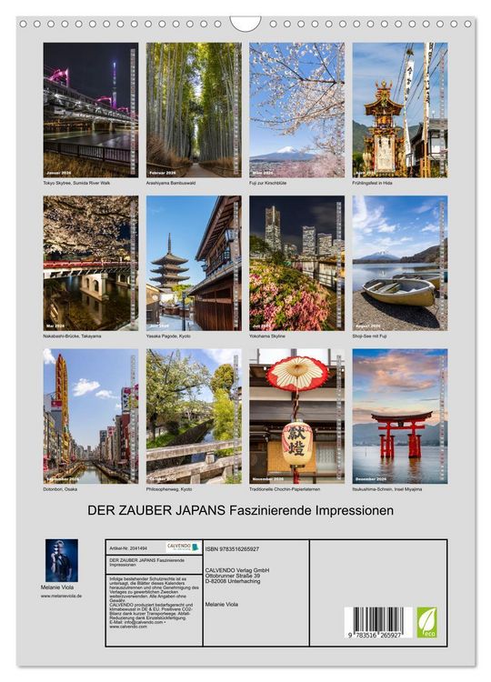 Produktbild: DER ZAUBER JAPANS Faszinierende Impressionen (Wandkalender 2026 DIN A3 hoch), CALVENDO Monatskalender