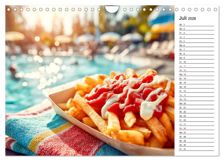 Produktbild: Pommes Rot-Wei&szlig; - Fastfood-Humor mit knusprigen Fritten, Ketchup und Mayo (Wandkalender 2026 DIN A4 quer), CALVENDO Monatskalender