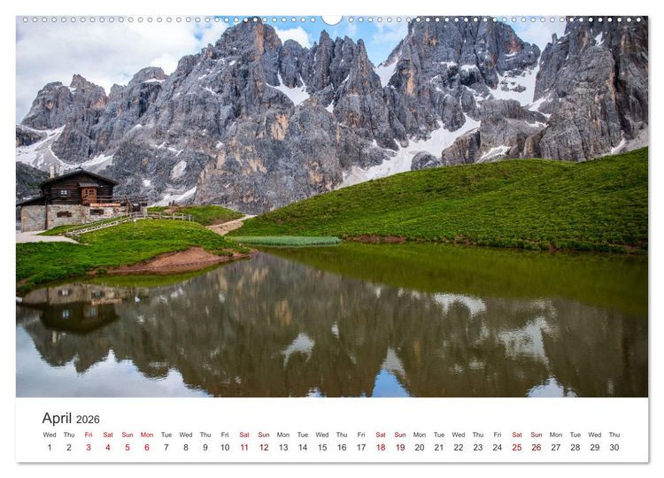 Produktbild: Alpine lakes on the Dolomites (High Quality Premium Wall Calendar 2026 DIN A2 landscape),CALVENDO 12 Month Wall Calendar