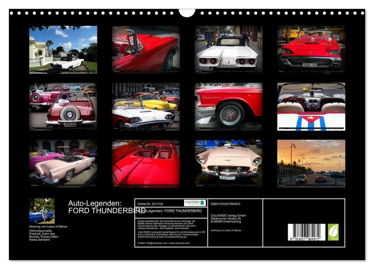 Produktbild: Auto-Legenden: FORD THUNDERBIRD (Wandkalender 2026 DIN A3 quer), CALVENDO Monatskalender