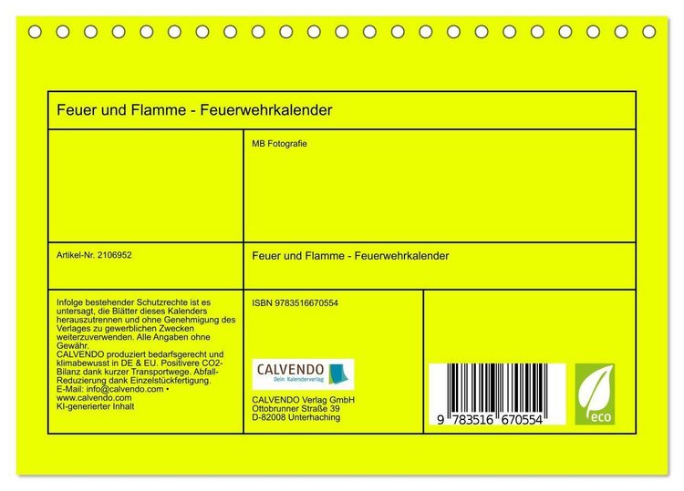 Produktbild: Feuer und Flamme - Feuerwehrkalender (Tischkalender 2026 DIN A5 quer), CALVENDO Monatskalender