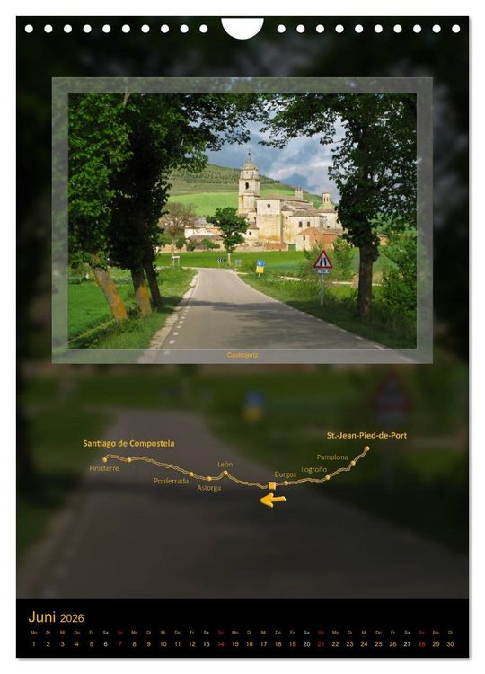 Produktbild: Jakobsweg - Camino Franc&eacute;s (Wandkalender 2026 DIN A4 hoch), CALVENDO Monatskalender