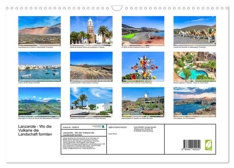 Produktbild: Lanzarote - Wo die Vulkane die Landschaft formten (Wandkalender 2026 DIN A3 quer), CALVENDO Monatskalender