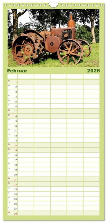 Produktbild: Familienplaner 2026 - Rostige alte Traktoren mit 5 Spalten (Wandkalender, 21 x 45 cm) CALVENDO