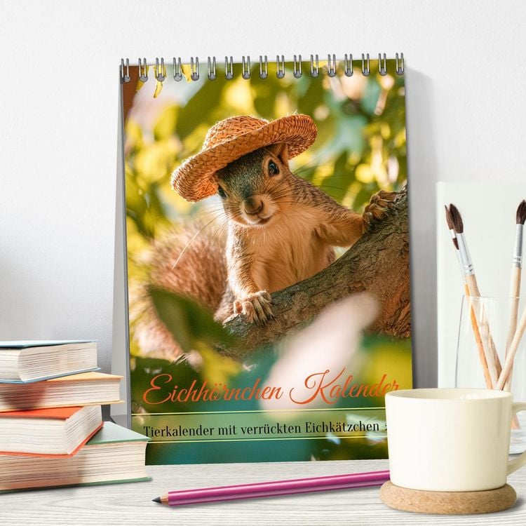 Produktbild: Eichh&ouml;rnchen Kalender - Tierkalender mit verr&uuml;ckten Eichk&auml;tzchen (Tischkalender 2026 DIN A5 hoch), CALVENDO Monatskalender
