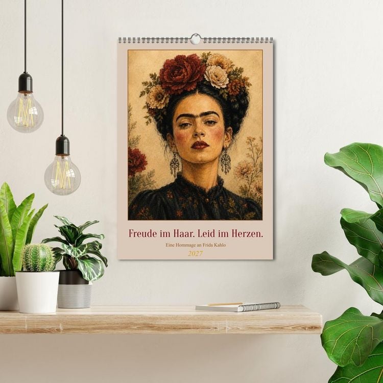 Produktbild: Freude im Haar. Leid im Herzen. Eine Hommage an Frida Kahlo (Wandkalender 2027 DIN A3 hoch), CALVENDO Monatskalender