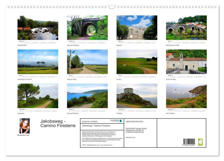 Produktbild: Jakobsweg - Camino Finisterre (Wandkalender 2026 DIN A2 quer), CALVENDO Monatskalender