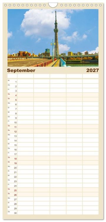 Produktbild: Familienplaner 2027 - Tokio - Tradition und Moderne mit 5 Spalten (Wandkalender, 21 x 45 cm) CALVENDO