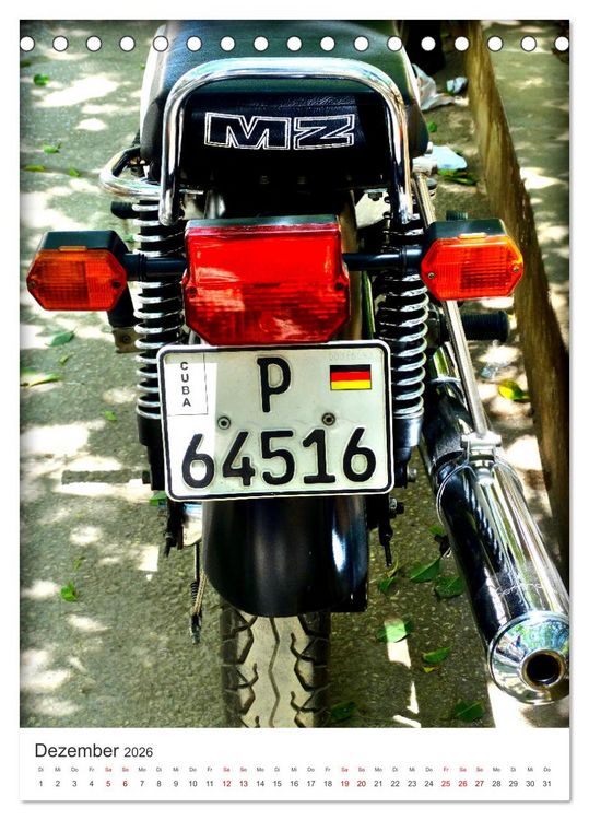 Produktbild: MZ Motorr&auml;der - Ein St&uuml;ck DDR in Kuba (Tischkalender 2026 DIN A5 hoch), CALVENDO Monatskalender