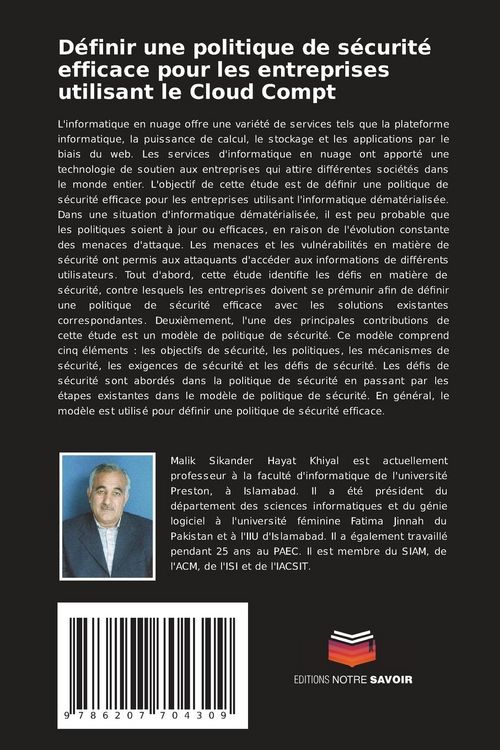 Produktbild: D&eacute;finir une politique de s&eacute;curit&eacute; efficace pour les entreprises utilisant le Cloud Compt
