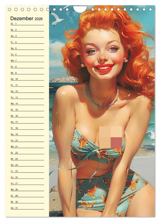 Produktbild: Pin-up-Girls. Sexappeal am Strand (Wandkalender 2026 DIN A4 hoch), CALVENDO Monatskalender