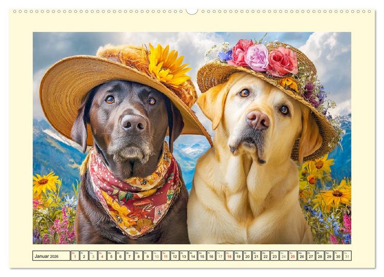 Produktbild: Labrador Retriever. Labrador-Magie f&uuml;r Herz und Seele (hochwertiger Premium Wandkalender 2026 DIN A2 quer), Kunstdruck in Hochglanz