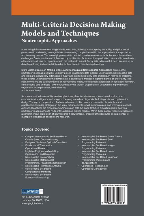 Produktbild: Multi-Criteria Decision Making Models and Techniques