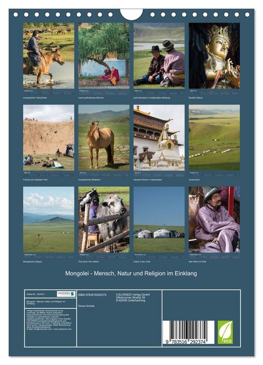 Produktbild: Mongolei - Mensch, Natur und Religion im Einklang (Wandkalender 2026 DIN A4 hoch), CALVENDO Monatskalender