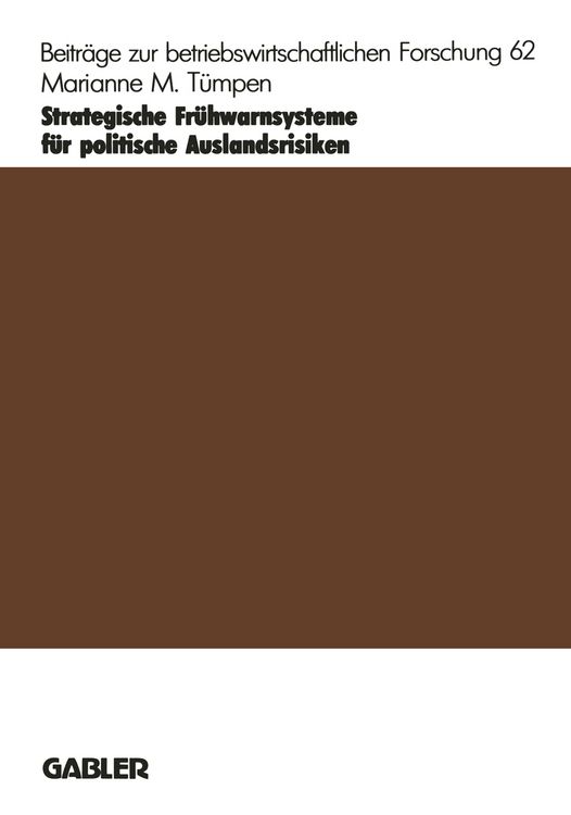 Produktbild: Strategische Fr&uuml;hwarnsysteme f&uuml;r politische Auslandsrisiken